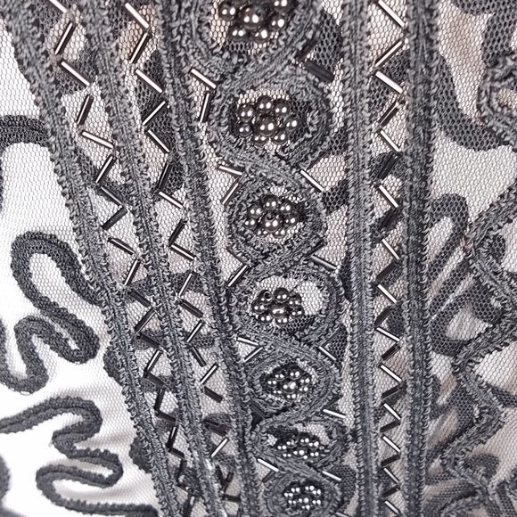 Sophie Chang sweater black net w/ribbon overlay XL - Picture 3 of 4